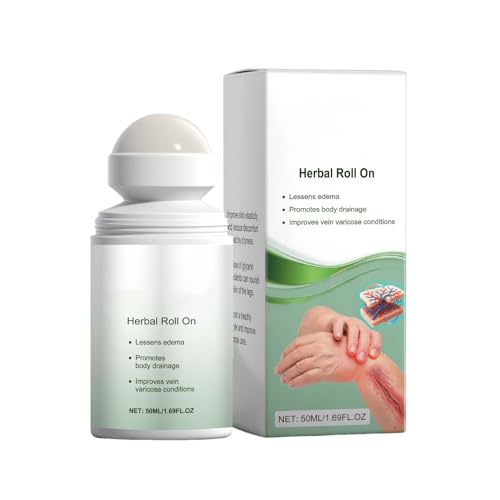 Edema Herbal Roll-On, masaje de drenaje linfático, roll-on para piernas y pies, alivia las molestias en las piernas, reduce la hinchazón, no grasa, absorción rápida, adecuado para todo tipo de piel (1