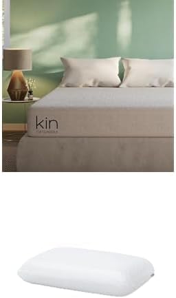 Tuft & Needle Kin Medium Plush 10” Full Hybrid Mattress in a Box Bundle Premium Adaptive Foam Standard Size 2-Pack Pillow – Supportive and Cooling