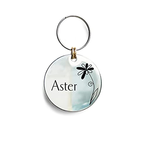 Cats Dogs ID Tags Personalized Engraving Birth Flowers Pattern for