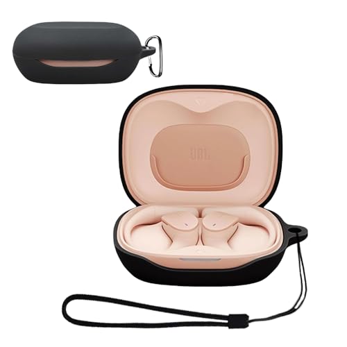 For JBL SENSE LITE ケース YILLIONS 柔らかなシリカゲルのスポーツクールなデザイン 衝撃吸収 防水 防塵 軽量 紛失防止用のフックを搭載した スリムソフト ケース カバー JBL SENSE LITE カバー(ブラック)