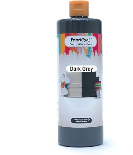 FabriCoat Fabric Paint 2023 Colours - Used for Restoring or Changing the Colour of Upholstery, Soft Furnishings, Car Interiors, Clothing, & Footwear. (250ml, Dark Grey)