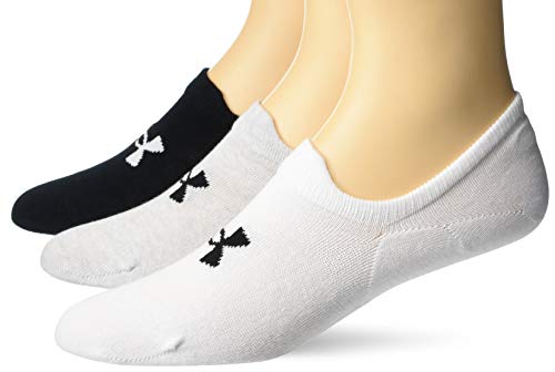 Under Armour Adult Essential Ultra Low Tab Socks, 3-Pairs, White Assorted, Shoe Size: Mens 4-8, Womens 6-9