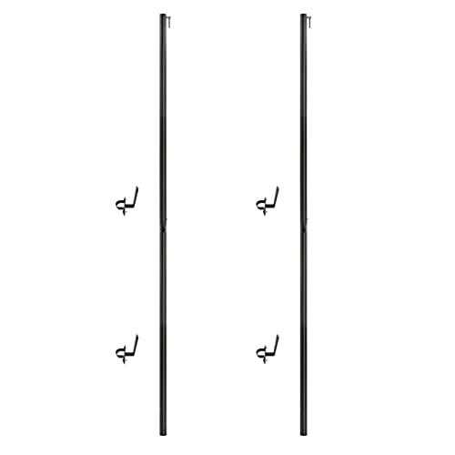 IYN Stands Outdoor String Light Pole Stand - 9.5 Feet, Black, Weather Resistant Powder Coated Steel - Mount to Fence, Wall with Mounting Brackets (2 Pack)