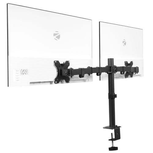 Zebronics DMS700 Dual Monitor Arms Desk Mount, 17-32 Inch Monitor, 9kg Load, VESA Mount, C-Clamp, Cable Management, 40cm Extendable Dual Arms, Ergonom