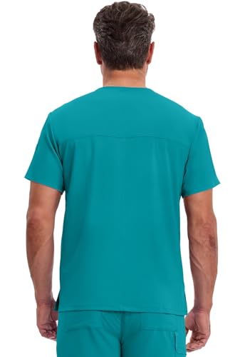 Image of Dickies EDS Essentials Scrubs for Men V-Neck 360 Stretch Medical Scrub Top | Relaxed Fit, 2 Pocket Design, 360 Stretch, Moisture Wicking Fabric, Durable Construction, Side Vents, Easy Care