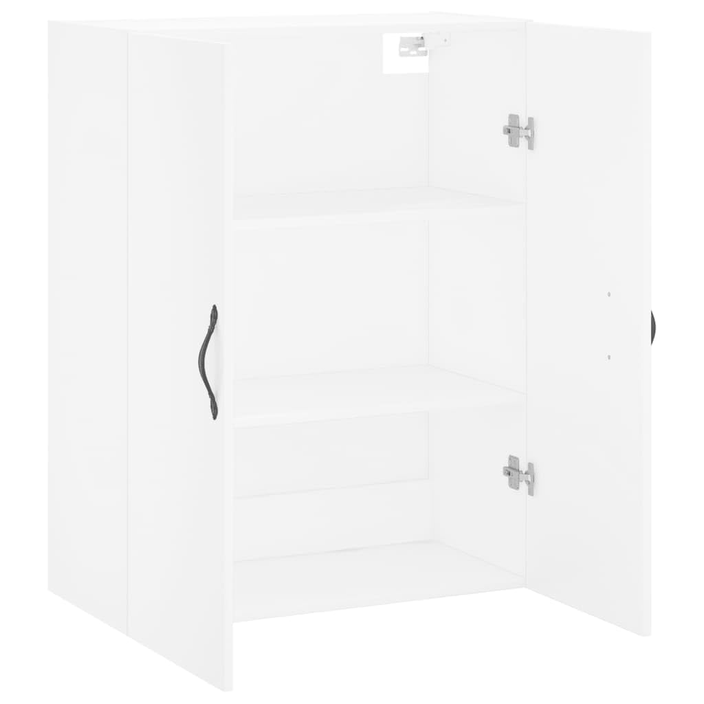 vidaXL Wandschrank, Hängeschrank mit 2 Türen 3 Fächern, Wandmontage Badezimmerschrank, Aufbewahrungsschrank für Wohnzimmer Schlafzimmer, Weiß Holzwerkstoff
