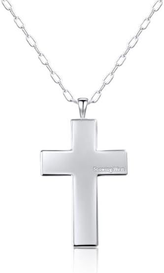 Western Sterling Silver Cross Necklace with Genuine Kingman Turquoise Stones, 19 Inch Chain with 2.5 Inch Extension - Image 2