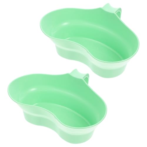 TOPBATHY Lavabo para Enjuague Bucal para Personas Encamadas 2 Unidades de Palangana de Plástico con Asa Ergonómica Bandeja Curva Recolectora de Vómito para Cuidado Oral de Ancianos
