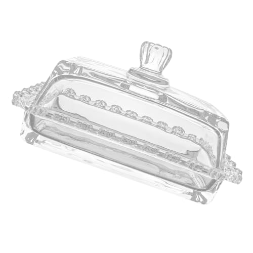 BAZEITFLOW 透明ガラス製バターケース 蓋付き 防塵バター収納容器 チーズコンテナ 北欧風 キッチン用ザーストレージ ホルダー 家 レストラン対