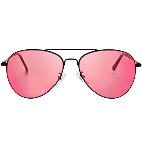 Image of The Fresh Classic Aviator Sunglasses for Men Women, Metal Frame Mirror Lens, Pilot Style, Includes Cleaning Cloth, Pouch