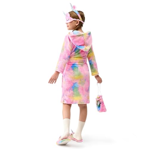 JOYIN Giggling Getup Kids Robes for Girls, Hooded Pink Toddler Bathrobe Set, Girls Christmas Pajamas3