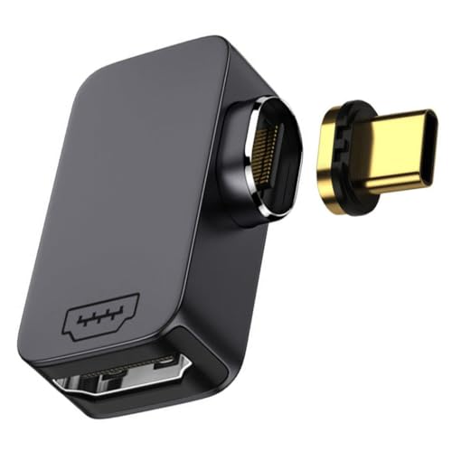 Image of Magnetic Type C to HDMI Converter, 90 Degree HDMI Female to USB C Male Adapter, FHD 4K@60Hz Video, Thunderbolt 3 /4 for MacBook iPad, iPhone 15, Samsng S25, S24, Laptop, Projector, Monitor