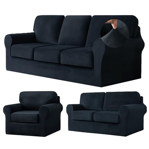 Housse canapé 3 places velours extensible de qualité supérieure