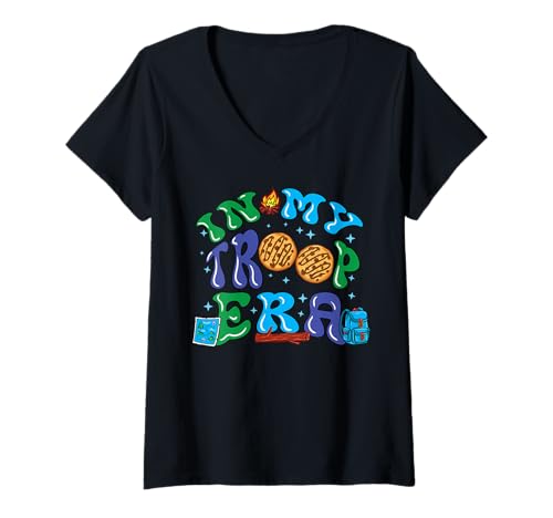 Womens Coookie Dealer My Troop Era Scout Leader Gift Funny Camping V-Neck T-Shirt