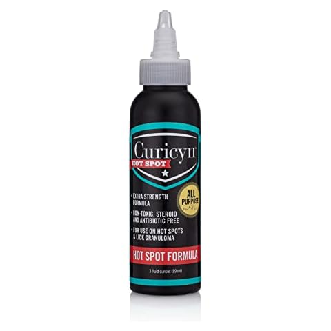 Curicyn Hot Spot Formula, Extra Strength Hot Spot Treatment for Dogs and Cats – Soothing Anti Itch Relief for Lick Granuloma, Dermatitis and Rash Eases Skin Irritation with Hypochlorous Acid (3 oz) Cover