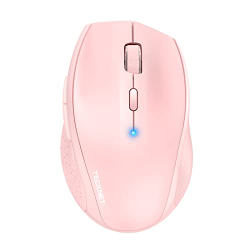 TECKNET Bluetooth Mouse, 4800 DPI Wireless Mouse, 2-Year Battery 6 Adjustable DPI, 6 Buttons Compatible with Laptop/Windows/Computer - Pink
