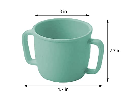 Itoktok 4Pcs Toddler Cup Double Handle Toddler Cups Bamboo (2Green/2Blue) #TOP3