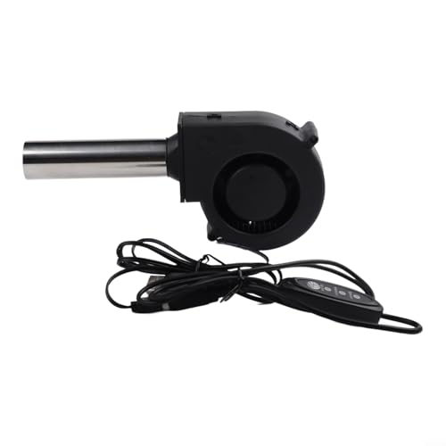 Rackumic Ventilador de turbina USB de 5 V para barbacoa con controlador ajustable y plástico compacto de 97 x 33 mm para parrilla, cocina, camping, portón trasero, portátil, refrigeración, color negro