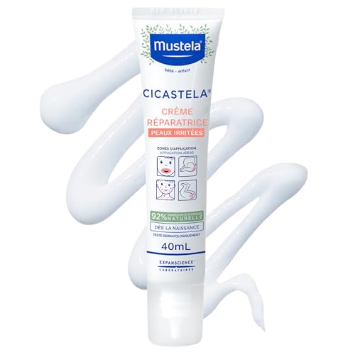 Mustela - Cicastela - Crème Réparatrice - Aide à réduire l'inconfort cutané Selon 98% des Testeurs - Perséose® d'Avocat, Panthénol, Acide Hyaluronique, Cuivre-Zinc - Crème Cicatrisante pour Soin Bébé