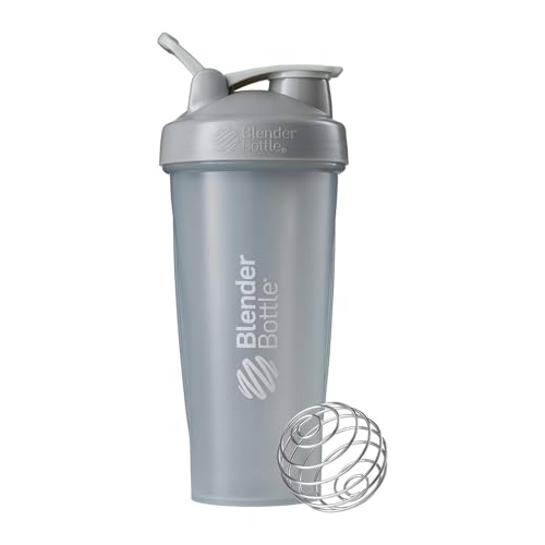 BlenderBottle Classic Shaker Bottle Perfect for Protein Shakes and Pre Workout, 28-Ounce, Pebble Grey