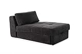 lifestyle4living Recamiere mit Schlaffunktion & Bettkasten in Schwarz, Microfaser | Das Schlafsofa lädt mit Einer Liegefläche 93 x 206cm und 1 Kissen zum Verweilen EIN