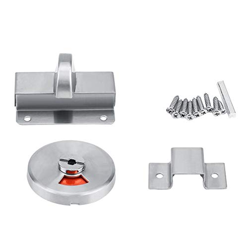 Latch Indicating Lock Bolt Door Lock Stainless Steel Indicator Door Lock Vacant Engaged Indicator with Screw Fitting for Bathroom Restroom WC Public Toilet Privacy