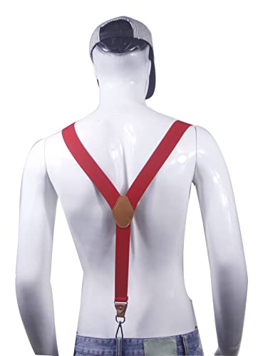 Image of Mens Suspenders with 3 Swivel Hooks Belt Loops 1.4 Inch Wide Heavy Duty Adjustable Braces