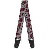 Buckle-Down Alça de guitarra Cartoon Network, Adventure Time Marcelines Axe Bass dispersos, cinza, 5 cm de largura, Cinza, 2' Wide - 29-54' Length