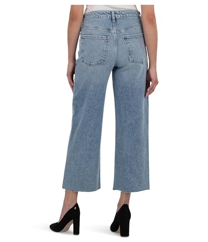 KUT from the Kloth Women's Gwen High-Rise Wide Leg Slouchy Raw Hem 5 Pockets in Acute3