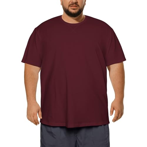 LemonVibe Essential Stretch Crew Neck Tees for Big Men Plus Size 3XL to 8XL Shirts Red