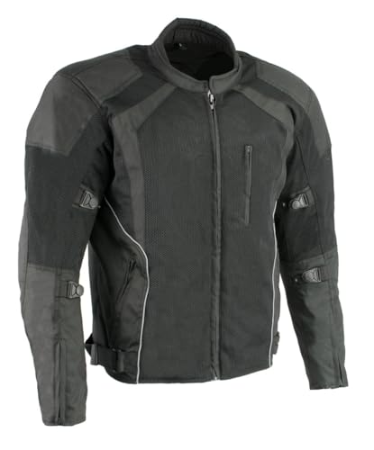 Image of Milwaukee Leather MPM1793 Black Armored Mesh Motorcycle Jacket for Men - All Season Biker Jacket - Small
