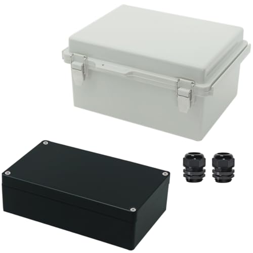 Zulkit Project Box Waterproof Dustproof Electrical Junction Enclosure Black 7.9 x 4.7 x 2.2inch Grey 8.7 x 6.7 x 4.3