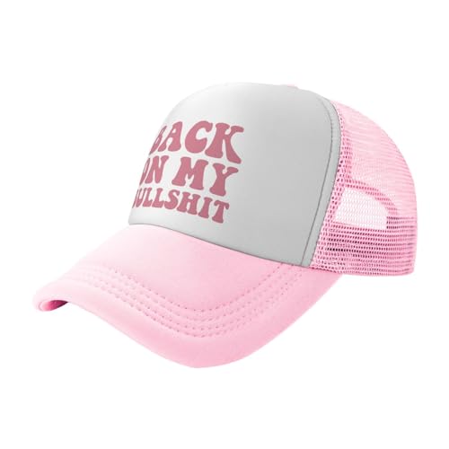 Image of Put It On My Boyfriends Tab Trucker Hats for Women Pink Men Humor Gift Pink Hats for Men