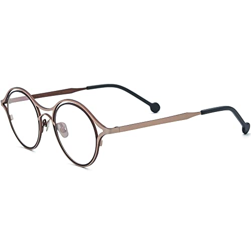 Image of FONEX Colorful Pure Titanium Glasses Frame Women Retro Round Eyeglasses