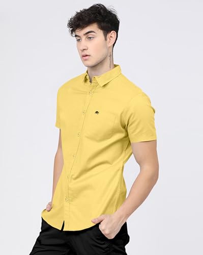 Image of BRUCEWANE Men's 100% Cotton Half Sleeve Shirt