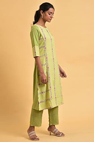 Image of W for Woman Women's Polyester Straight Fit Fiber Floral Printed Straight Summer Kurta