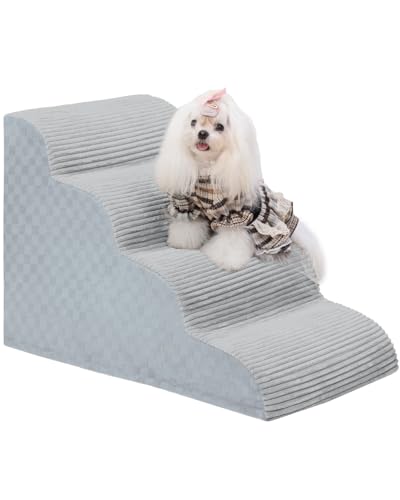 Dog Stairs Curved Ramp for Small Dogs 19.5" H, 4-Step