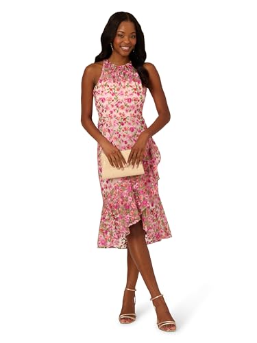 Adrianna Papell Women's Floral Emb Halter Midi Dress4