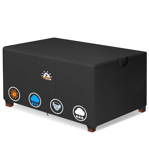 Zettum Abdeckung für Gartenmöbel 91 x 55 x 45 cm, Gartentisch Abdeckung 600D Oxford PU Möbbelsets Abdeckhaube, Wasserdichtes & Heavy Duty Rechteck Schutzhülle für Loungemöbel, Terrassenmöbel