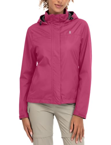 Little Donkey Andy Women&rsquo;s Waterproof Rain Jacket Lightweight Outdoor Windbreaker Rain Coat Shell for Hiking, Travel Rose M