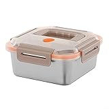 Lonchera portátil a prueba de fugas hecha de acero inoxidable 304 con tapa de silicona y base desmontable para almacenamiento seguro de comidas (1800 ml)