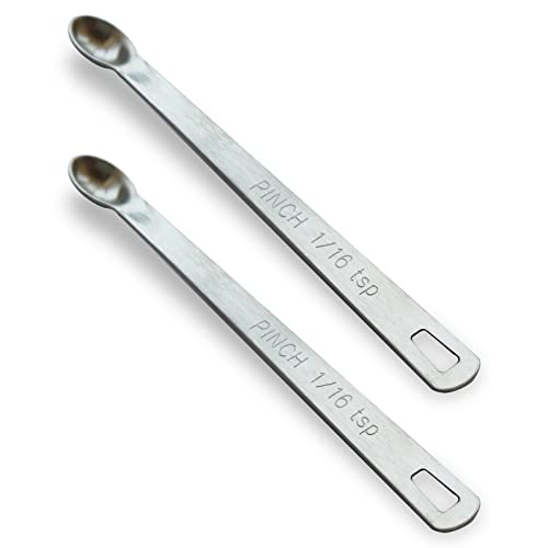BERYLER 2PCS 1/16 Teaspoon(1/16tsp, 0.31ml, Pinch) Single Tiny Measuring Spoon, Small Individual Stainless Steel Measure Spoons Only