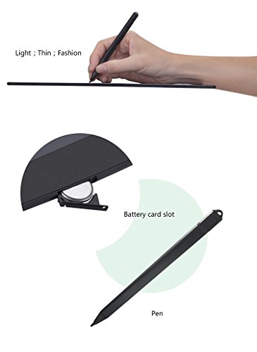 Multipurpose LCD e-Writing Board, Also Inkless Drawing/Memo Pads or Paperless Noting/Planning Boards (12-inch, Black)