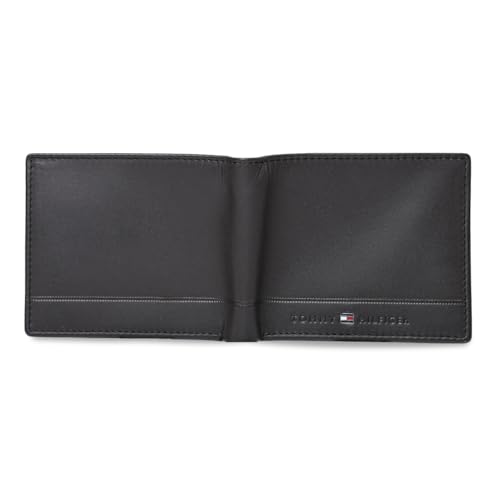 Image of Tommy Hilfiger Men's Leather Wallet Colatina | Solid Brown Bi-Fold with Global Coin Pocket, 4 Card Slots | Stylish Purse for Gents