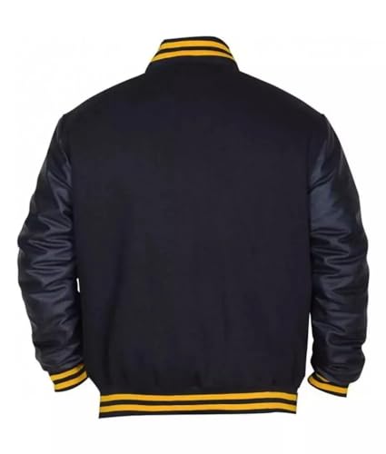 Pittsburgh Majestic Pirates Wool With Leather Sleeves Sports Letterman Varsity Jacket4