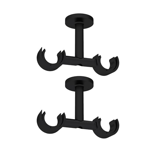 Empyr Supports De Tringle À Rideaux Double – Fixation Plafond – Design Moderne – Métal Robuste – Diamètre 28 mm – Noir
