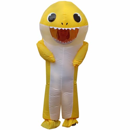 inflatable costume adult Blow Up Shark Costume For Halloween Birthday Gift Role Playing Game Party Costumes (Yellow)