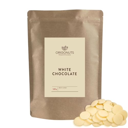 ORIGONUTS Schokodrops Weiße Schokolade zum Schmelzen - Leicht zu Dosieren und Aufzulösen - Basis für Kuchen Cremes Desserts Eiscreme Dubai-Schokolade - 500g