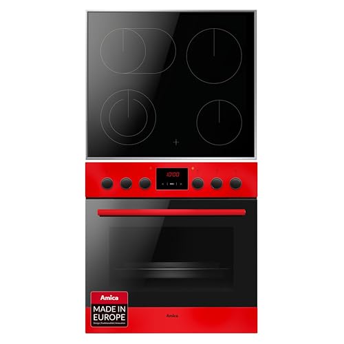 Amica Einbau Herd Set 65 Liter Backofen mit Glaskeramikkochfeld Edelstahlrahmen 11 Heizarten Heißluft Ringsystem Supergrill SteamClean EasyClean SensorControl 2fach Auszug – einbauherd mit ceranfeld