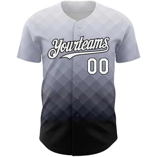 Camisa de béisbol personalizada con degradado para hombres, mujeres y niños, con botones, uniforme de equipo de softball con nombre, número y logo impresos miniatura 2